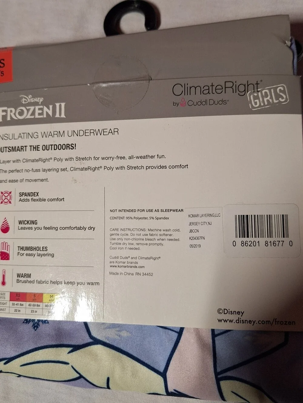 Disney Frozen II Girls Thermal Set - Purple, White
